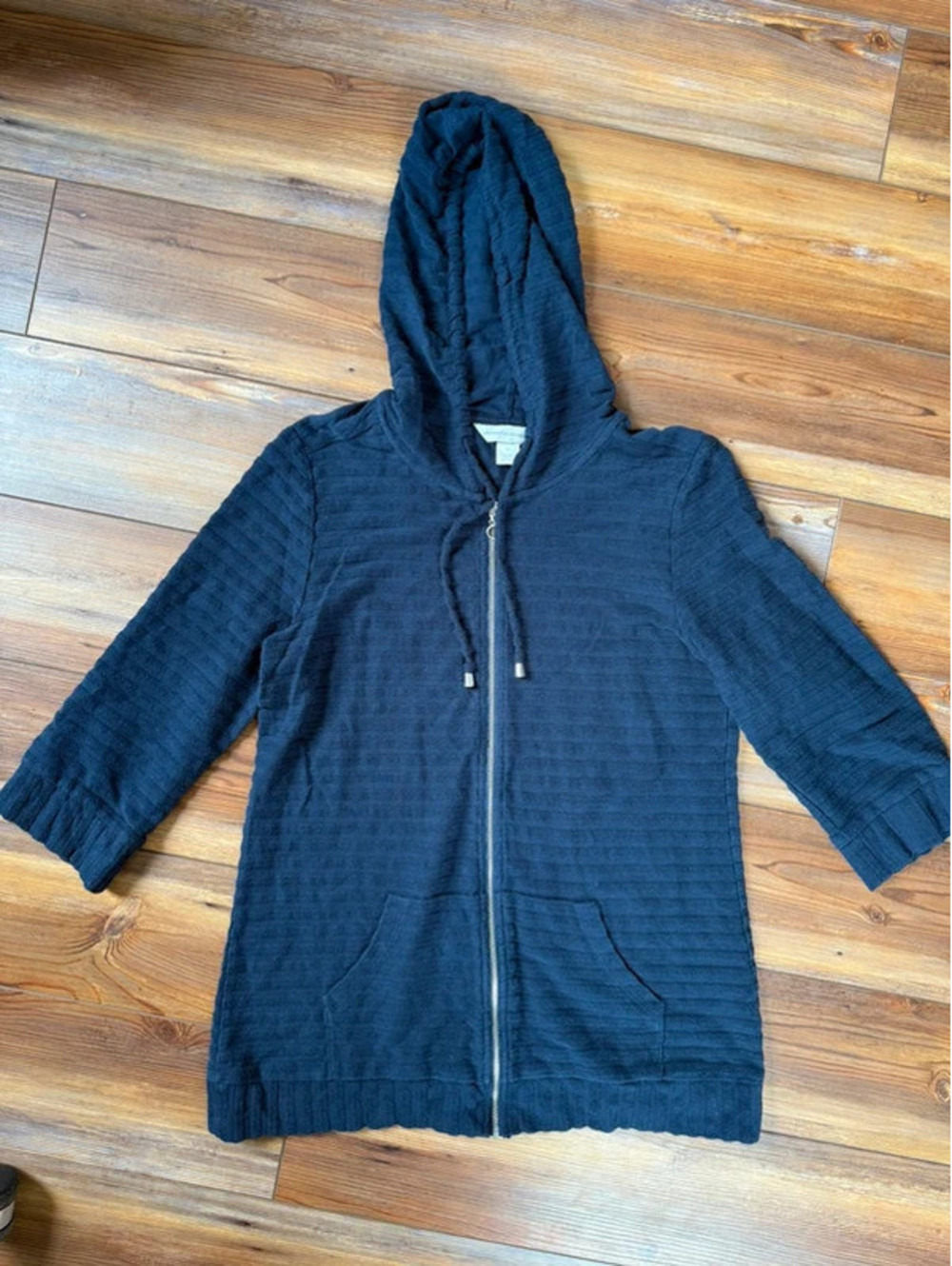 Christopher & Banks 3/4 sleeve zip up jacket size medium navy
